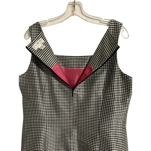 SHOMI by Willie Shor Sheath Dress 100% Silk SZ 12 Checkered Sleeveless Lined - Picture 7 of 11